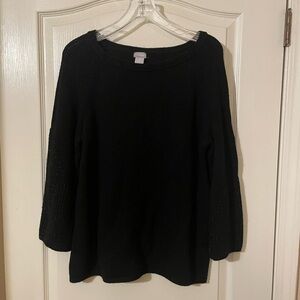 Chico’s Shimmer Sleeve Pullover Sweater Black  Size 3 (XL) Holiday Sparkle Party